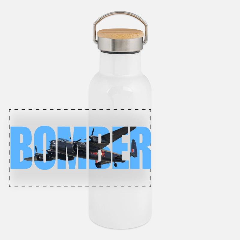 Bomber Avro Lancaster Panorama Thermosflasche mit Bambusdeckel