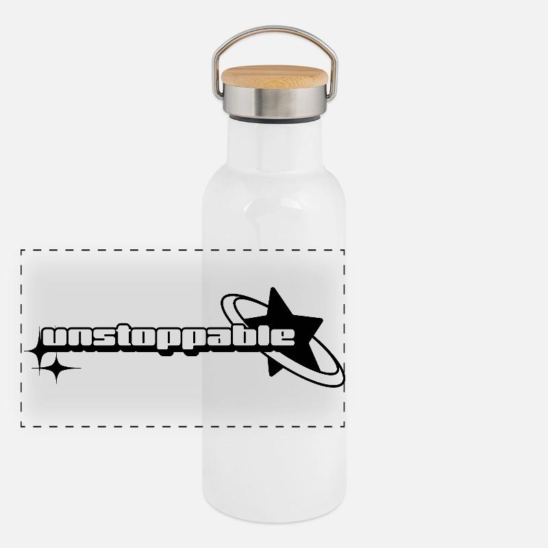 Design Graphique "Unstoppable" Gourde isotherme avec bouchon en bambou