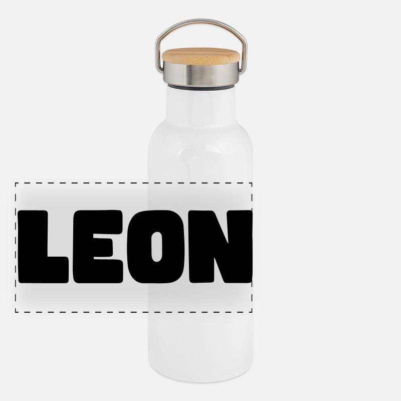 Leon Name Panorama Thermosflasche mit Bambusdeckel