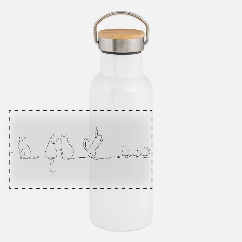 Katze Katze Katze Panorama Thermosflasche mit Bambusdeckel