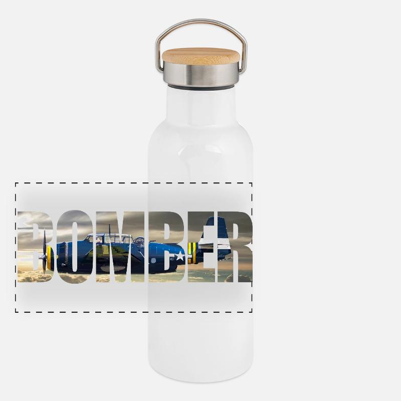 Bomber TBF Avenger Panorama Thermosflasche mit Bambusdeckel