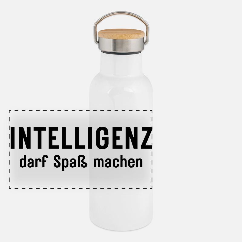 L’intelligence peut être amusante Conception d’affirmations Gourde isotherme avec bouchon en bambou