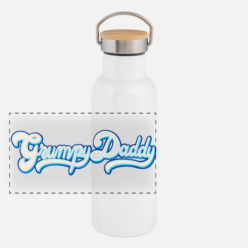 Grumpy Daddy Script - Farbe "Whipped Cream" Panorama Thermosflasche mit Bambusdeckel