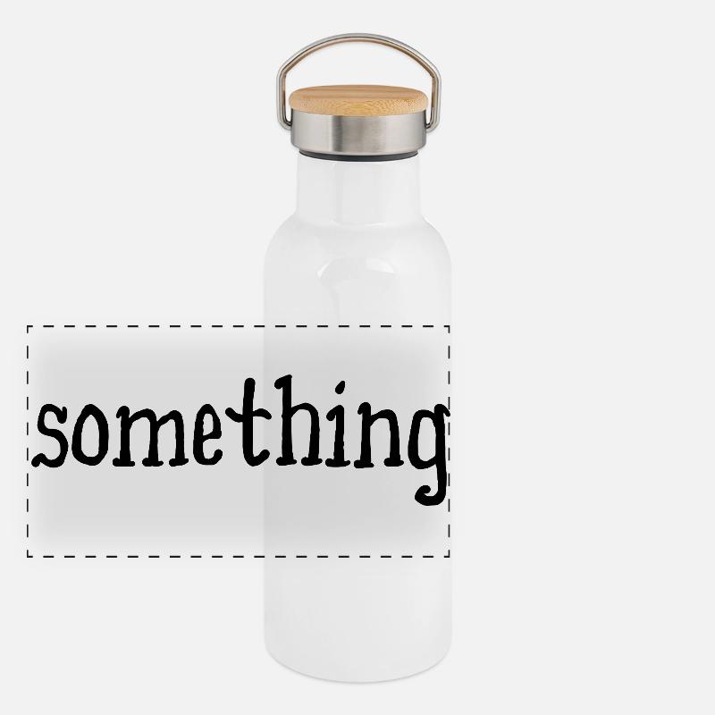 something - etwas - weiß Panorama Thermosflasche mit Bambusdeckel