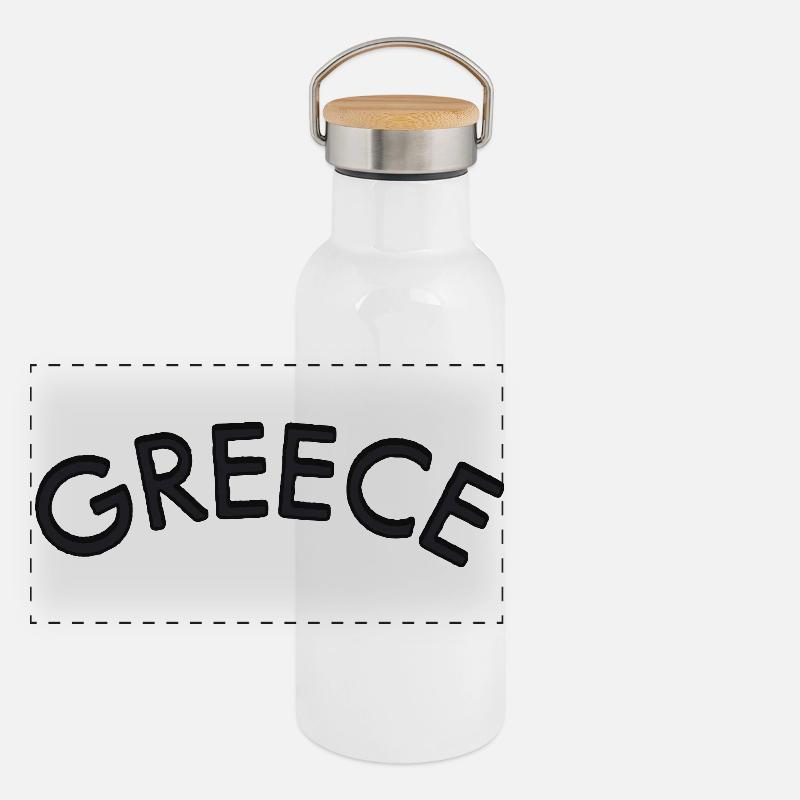 Lettrage courbe de Grèce Gourde isotherme avec bouchon en bambou