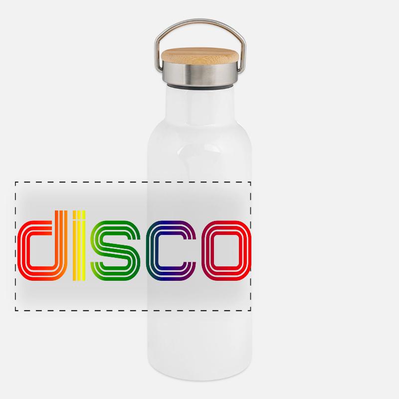 Disco Spectre Neon Rétro Gourde isotherme avec bouchon en bambou