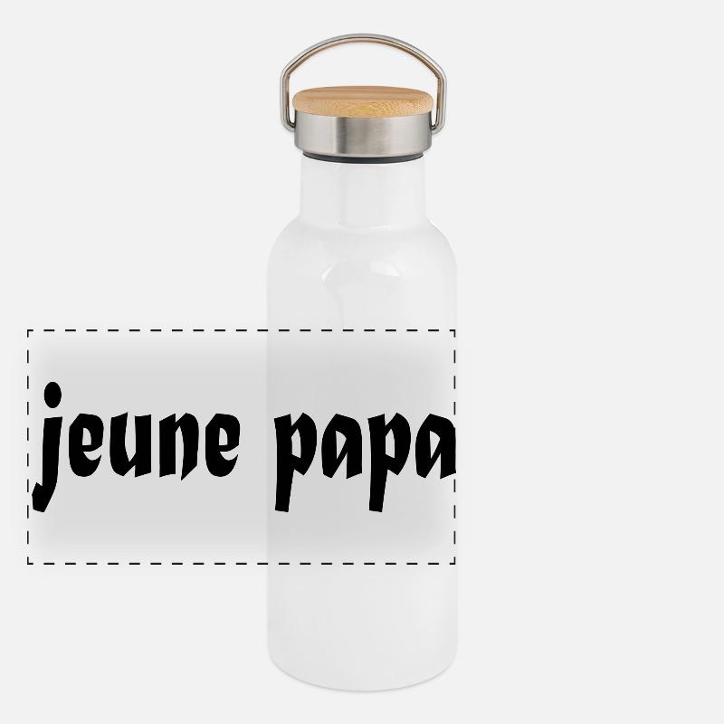 jeune papa Gourde isotherme avec bouchon en bambou