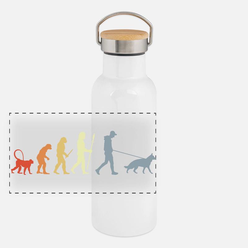 German Shepherd Owner Evolution Panorama Thermosflasche mit Bambusdeckel