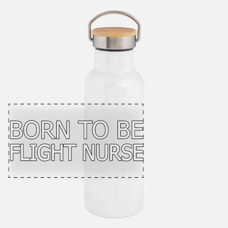 Flight Nurse Born To Be Luftrettung Panorama Thermosflasche mit Bambusdeckel