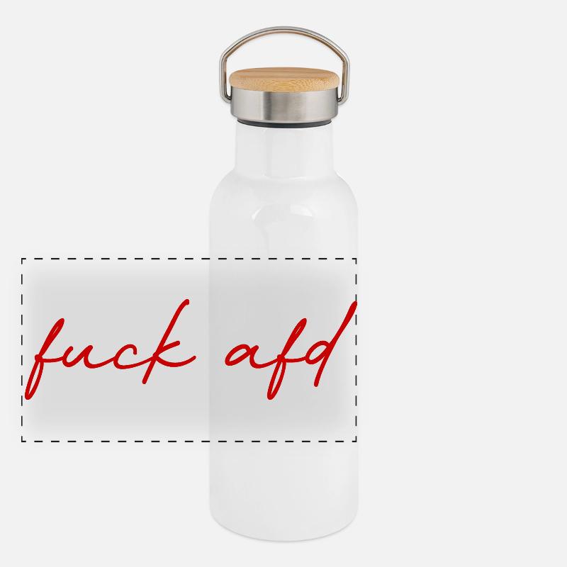 Protest lettering against AfD Panoramic Thermal Bottle with Bamboo Lid