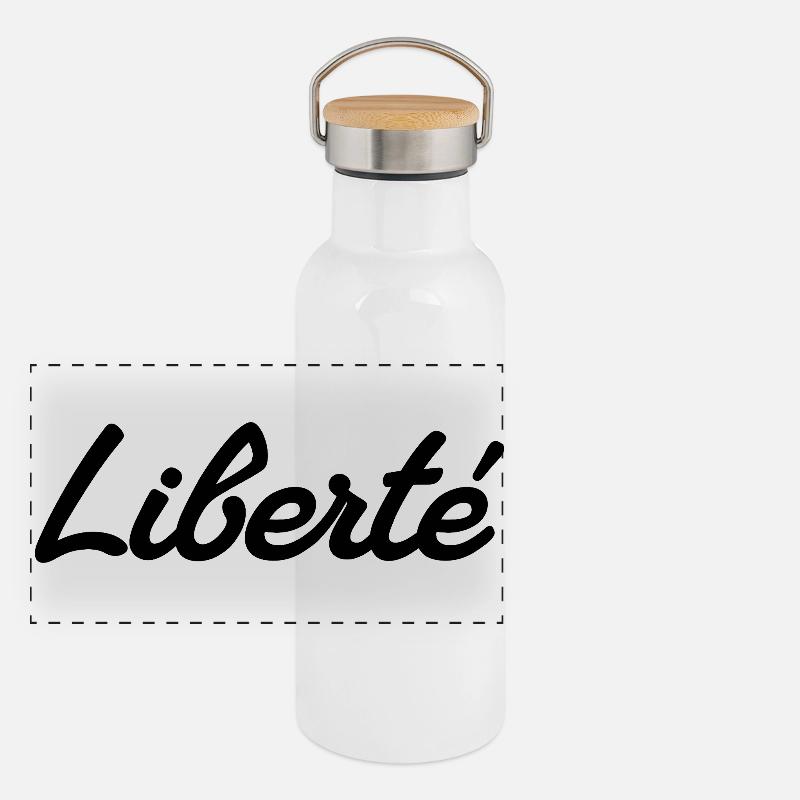 LIBERTÉ – Signature Script Gourde isotherme avec bouchon en bambou