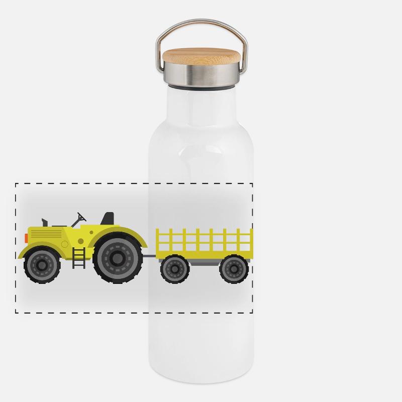 Farm tractor Panoramic Thermal Bottle with Bamboo Lid