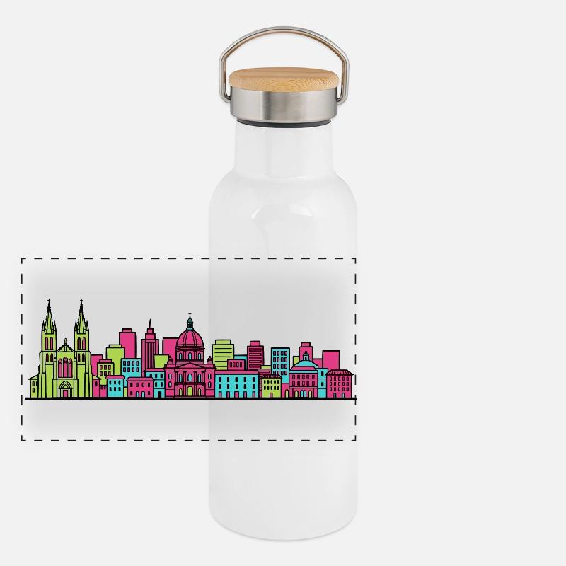 Montpellier Stadtsilhouette Arc de Triomphe Art Panorama Thermosflasche mit Bambusdeckel