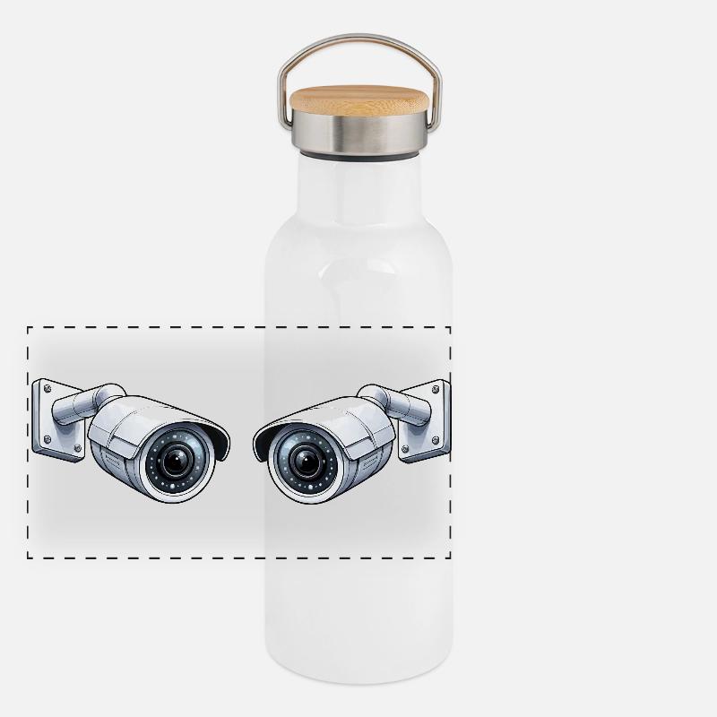 Caméra de surveillance Gourde isotherme avec bouchon en bambou