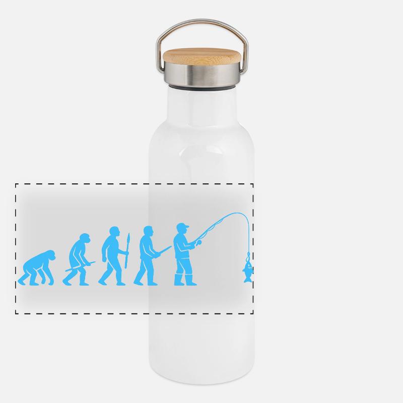 Angler Evolution: From Stone Age to Catch Panoramic Thermal Bottle with Bamboo Lid