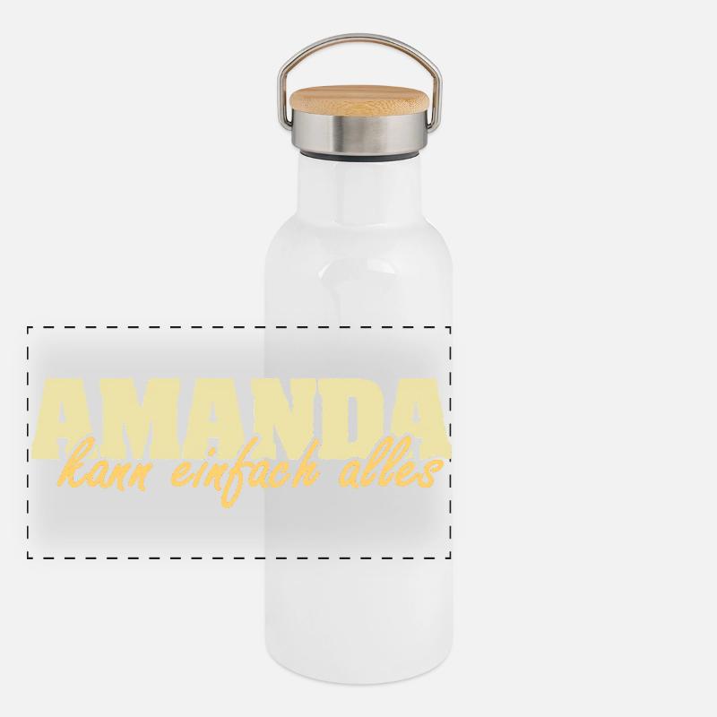 Amanda als Spruch Panorama Thermosflasche mit Bambusdeckel