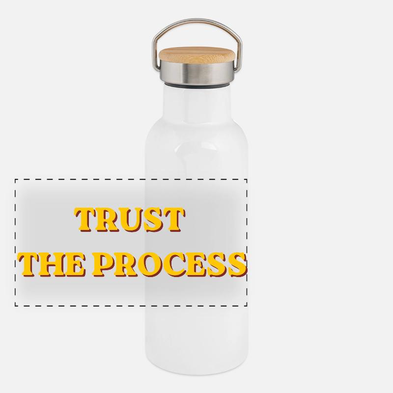 Faites confiance au processus Typographie rétro motivationnelle Gourde isotherme avec bouchon en bambou