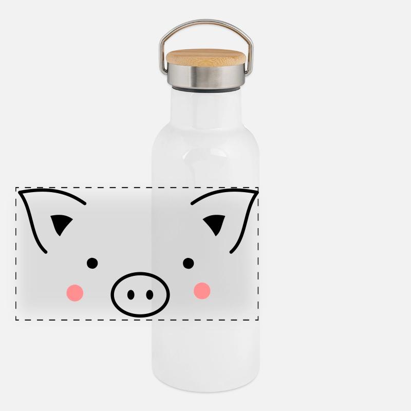 Pig sow piggy Panoramic Thermal Bottle with Bamboo Lid