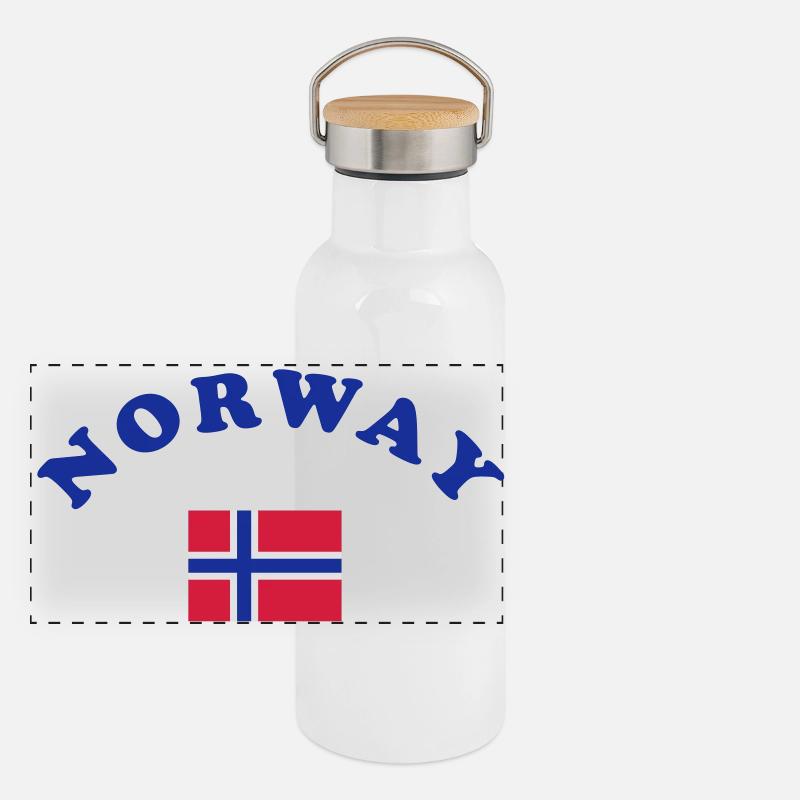Drapeau norvégien Gourde isotherme avec bouchon en bambou