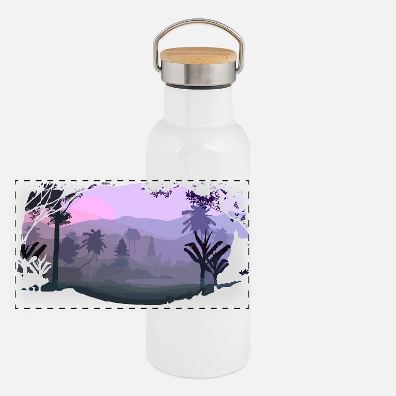 Panorama Thermosflasche mit Bambusdeckel