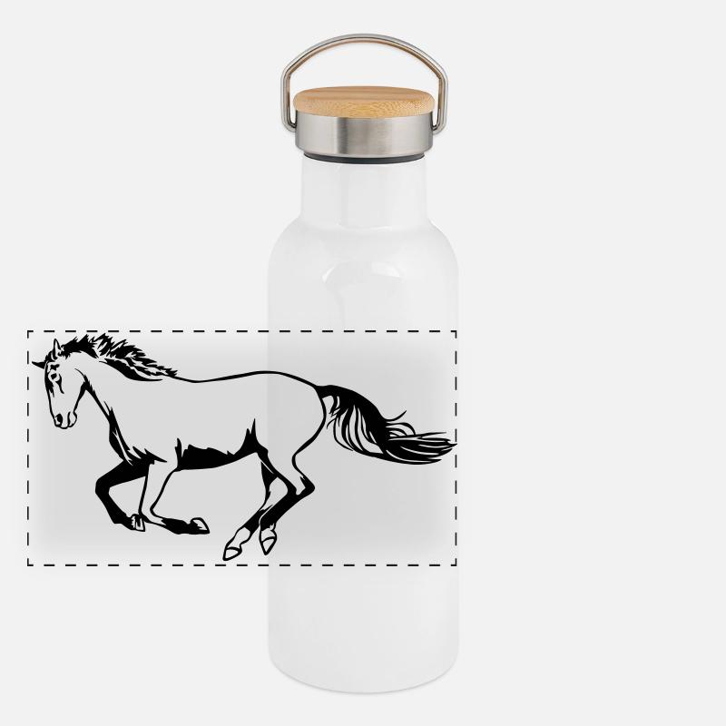 Galloping horse Panoramic Thermal Bottle with Bamboo Lid