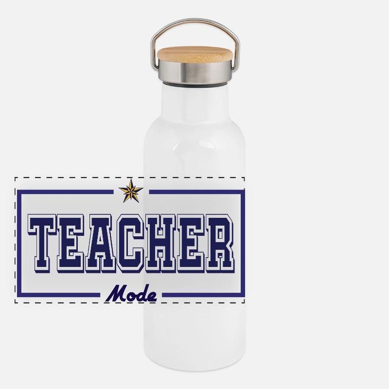 Lehrermodus ( Englisch ) Panorama Thermosflasche mit Bambusdeckel