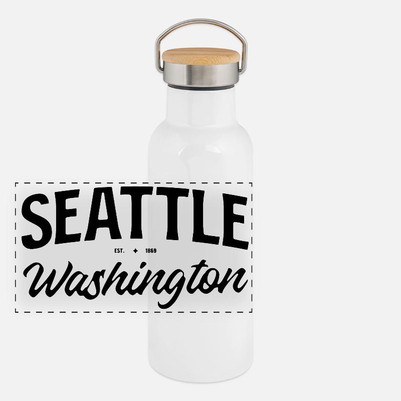 Lettrage vintage à Seattle Washington Gourde isotherme avec bouchon en bambou