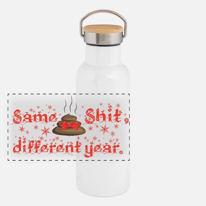 Même merde - année différente, noël moche Gourde isotherme avec bouchon en bambou