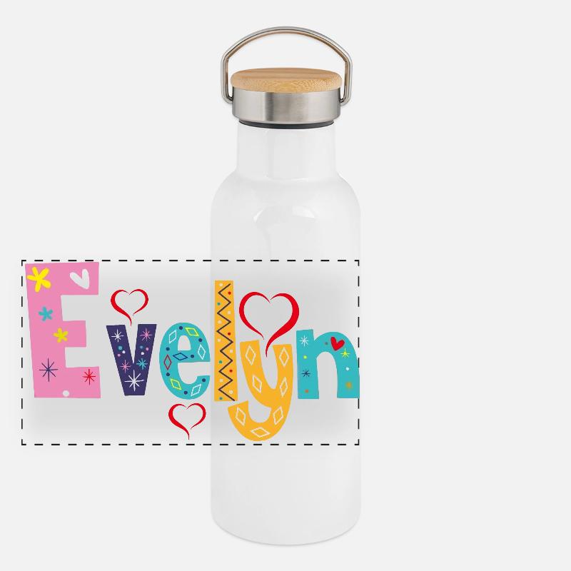 Personalized Evelyn Name Panoramic Thermal Bottle with Bamboo Lid