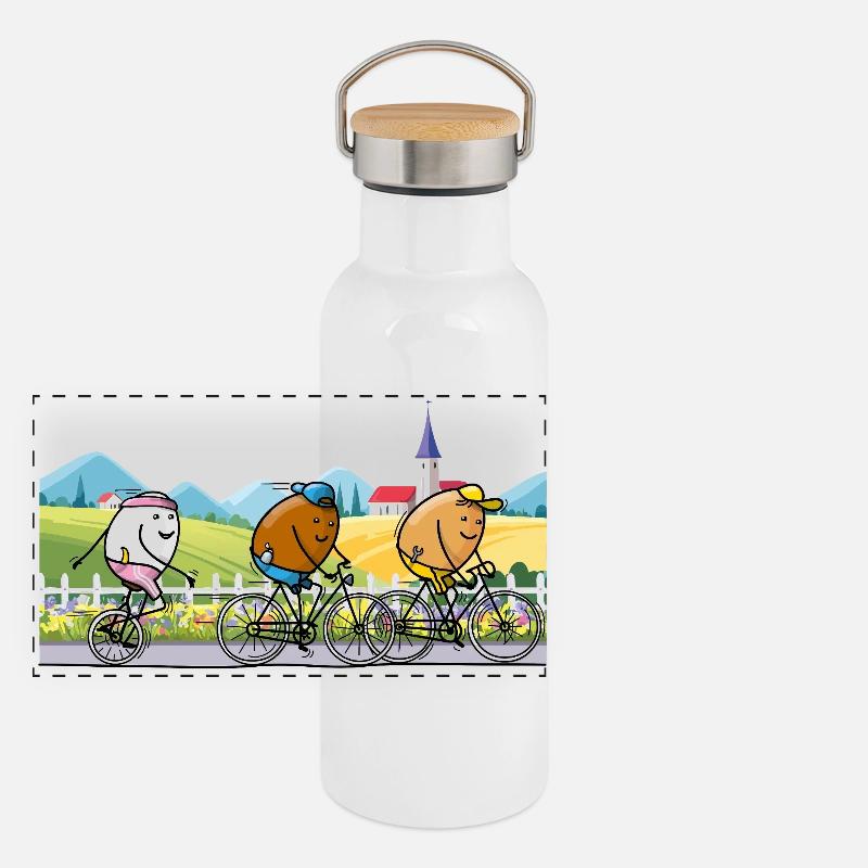 Radausflug mit Freunden Panorama Thermosflasche mit Bambusdeckel