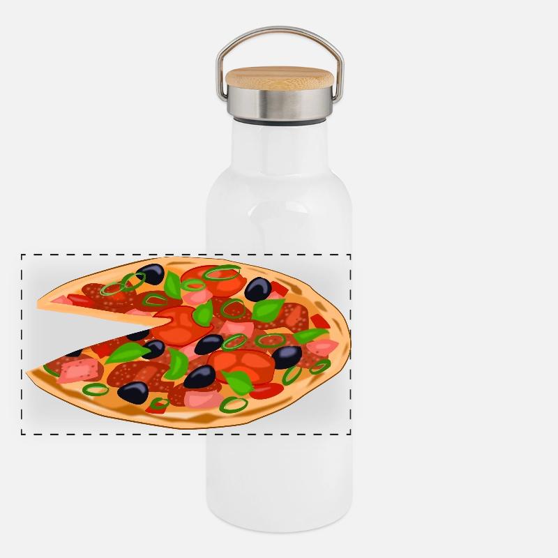 Manger de la pizza Gourde isotherme avec bouchon en bambou