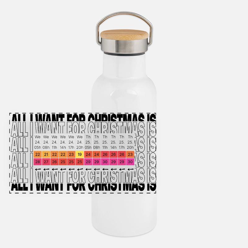 All I Want for Christmas is Wind - Kite / Surf Panoramic Thermal Bottle with Bamboo Lid