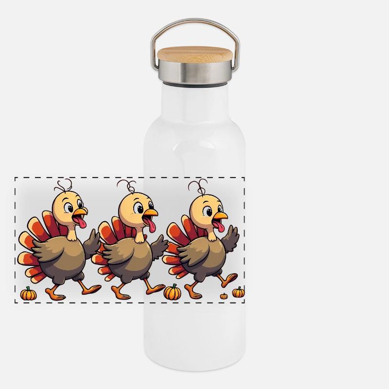 Bébé dinde de Thanksgiving Gourde isotherme avec bouchon en bambou