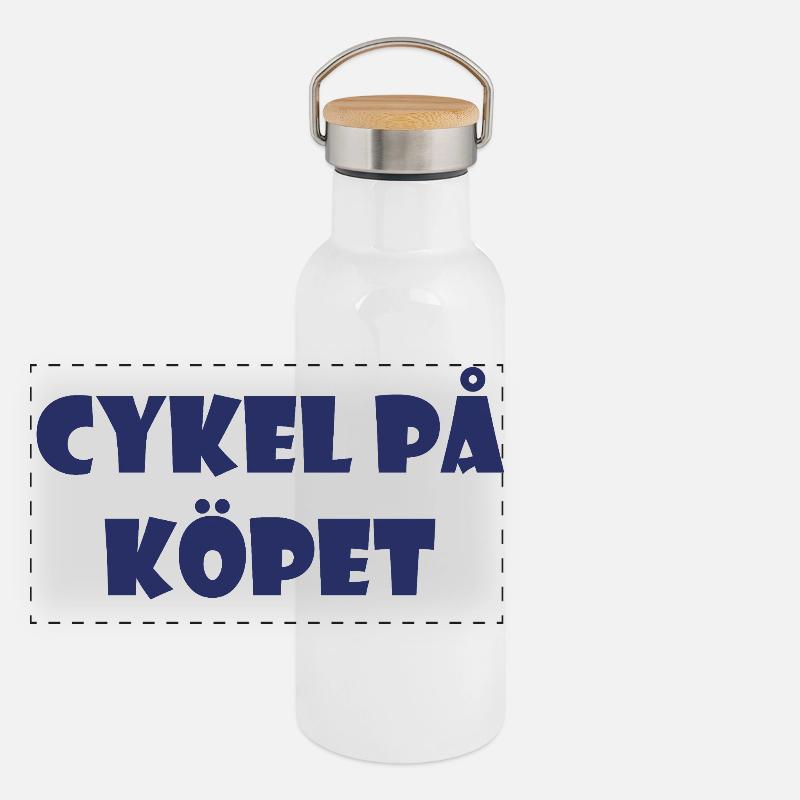 Bicycle in the Bargain – Textdesign Panorama Thermosflasche mit Bambusdeckel