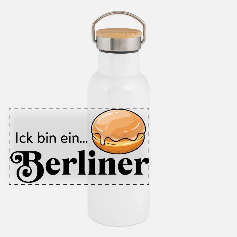 Ick bin ein Berliner Statement Kult Kostüm Panorama Thermosflasche mit Bambusdeckel