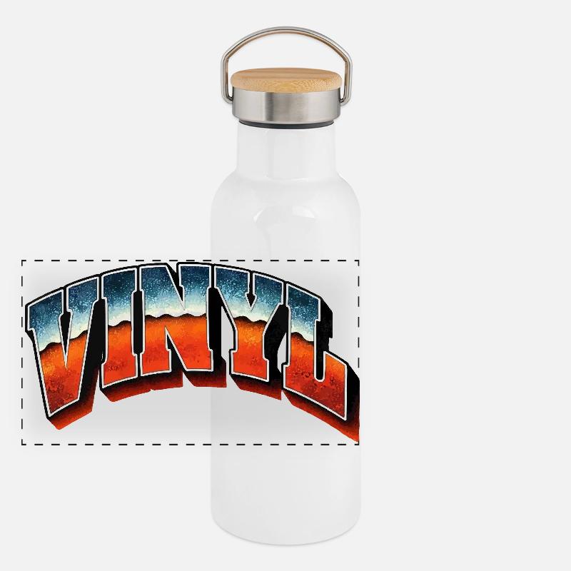 Vinyl-Bootleg Panorama Thermosflasche mit Bambusdeckel