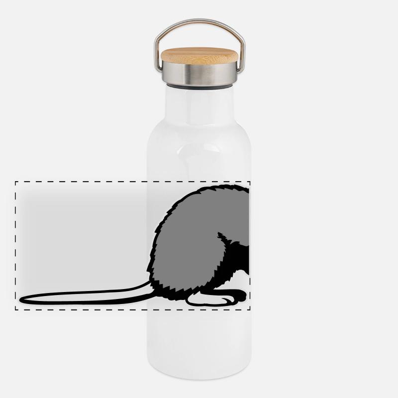 Ratte Rückseite Halb Lustig Schwanz Nagetier Tier Panorama Thermosflasche mit Bambusdeckel
