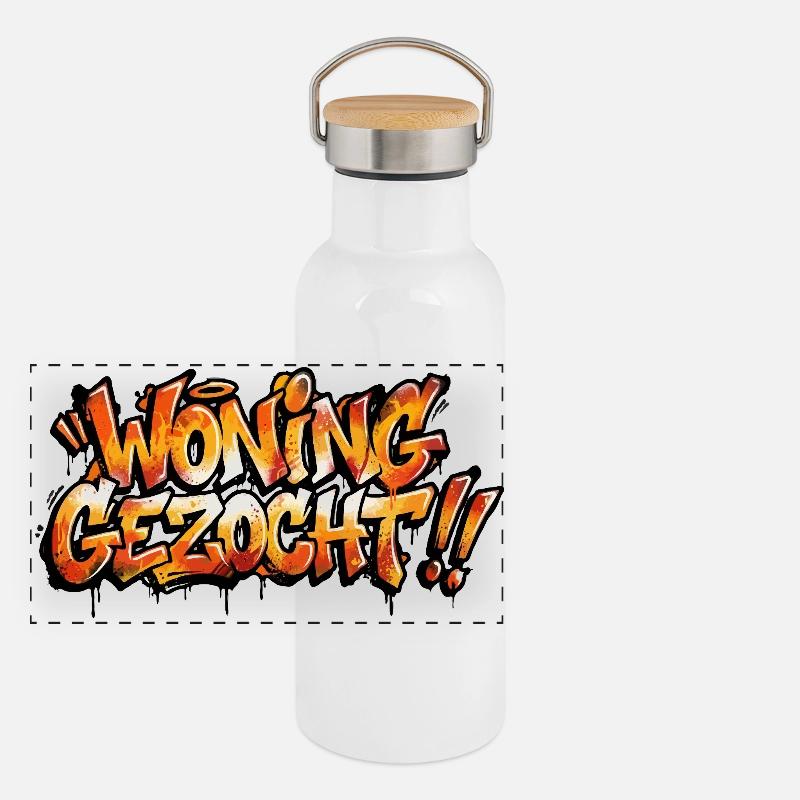 Property Wanted Graffiti Text Panoramic Thermal Bottle with Bamboo Lid