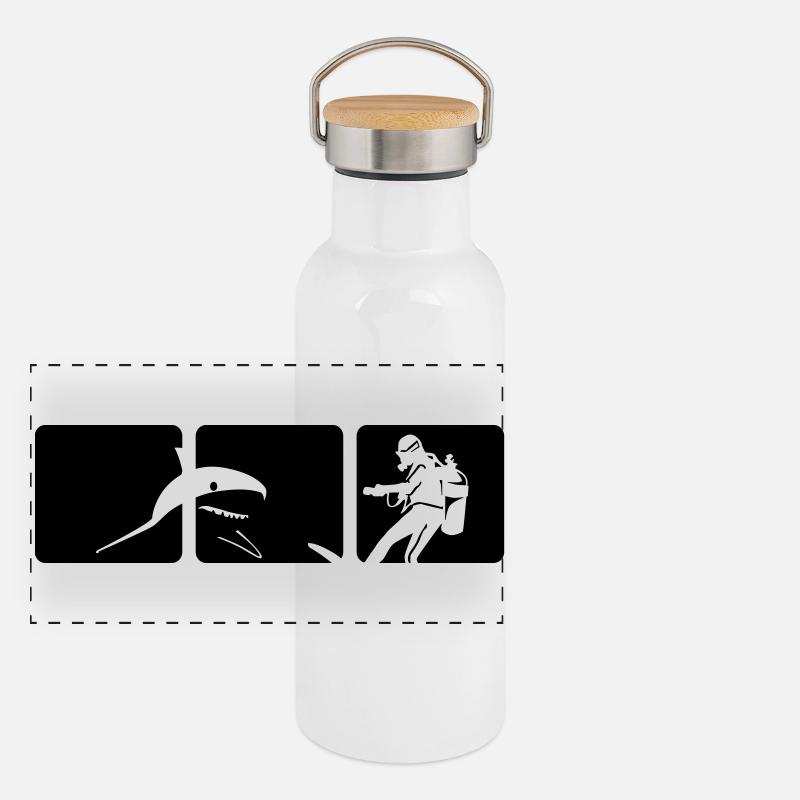 shark dive Panorama Thermosflasche mit Bambusdeckel