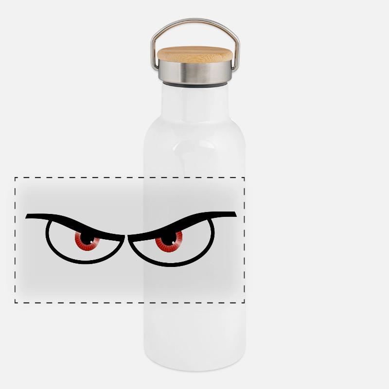 Evil eyes - gift idea - Panoramic Thermal Bottle with Bamboo Lid - white
