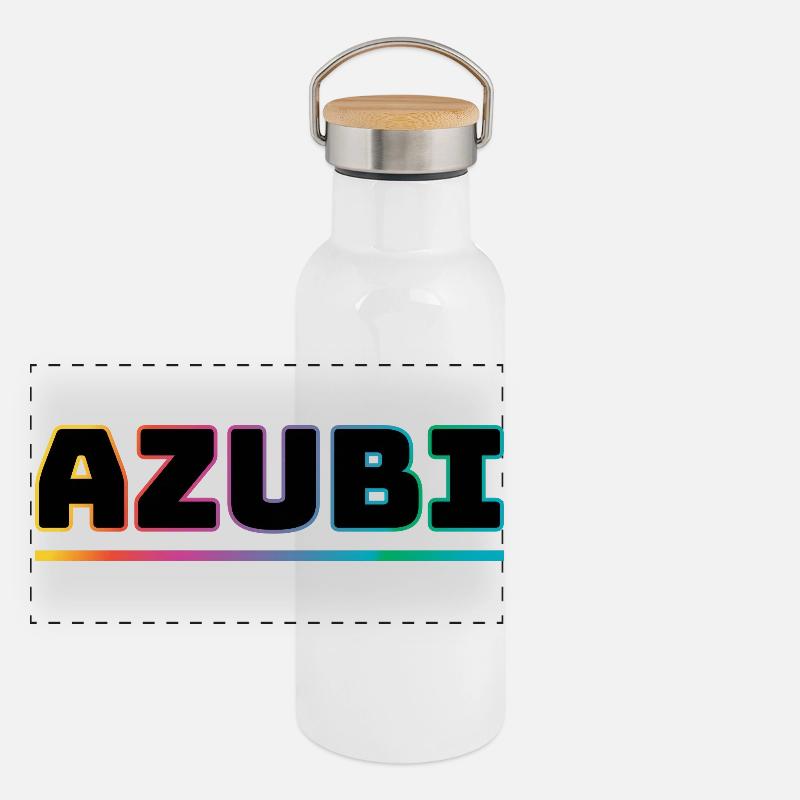 Design Azubi bunt Panorama Thermosflasche mit Bambusdeckel