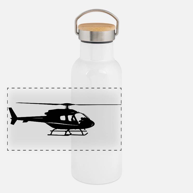 Aperçu de l’hélicoptère Gourde isotherme avec bouchon en bambou