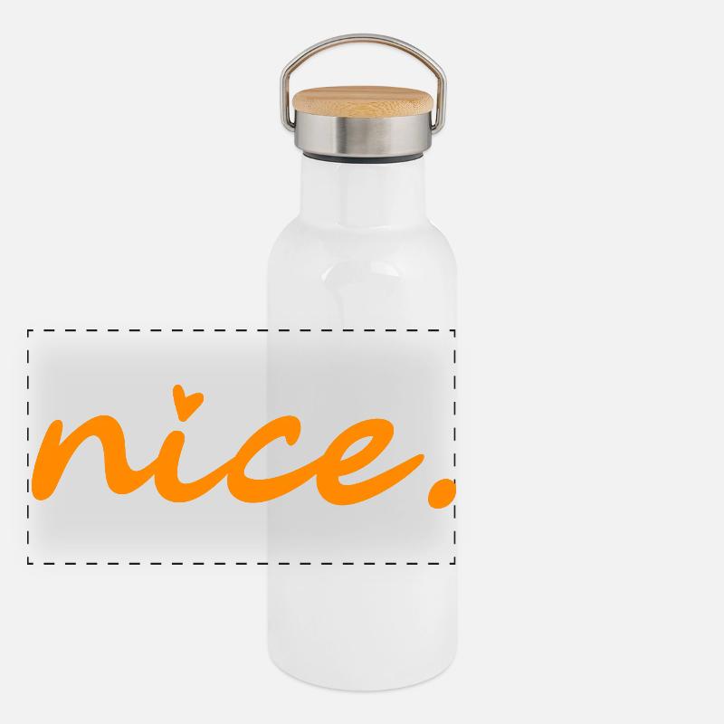 Nice. (orange without shadow) - Panoramic Thermal Bottle with Bamboo Lid - white