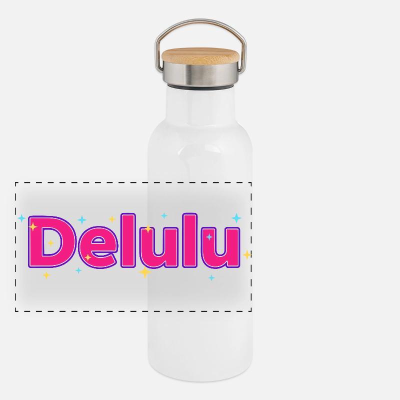 Delulu Vibes Panoramic Thermal Bottle with Bamboo Lid
