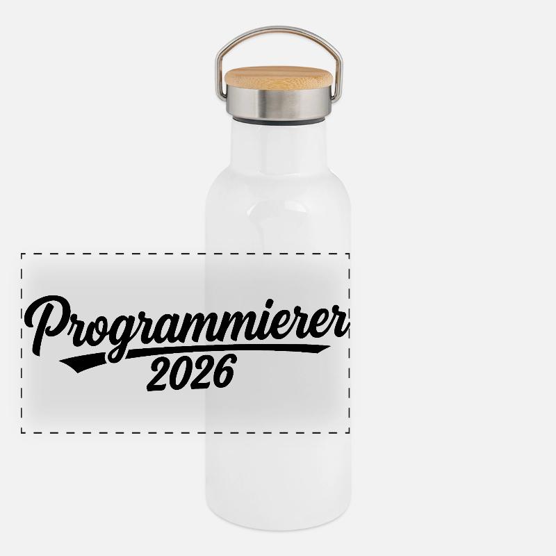 Programmeur 2026 – Conception de codage Gourde isotherme avec bouchon en bambou