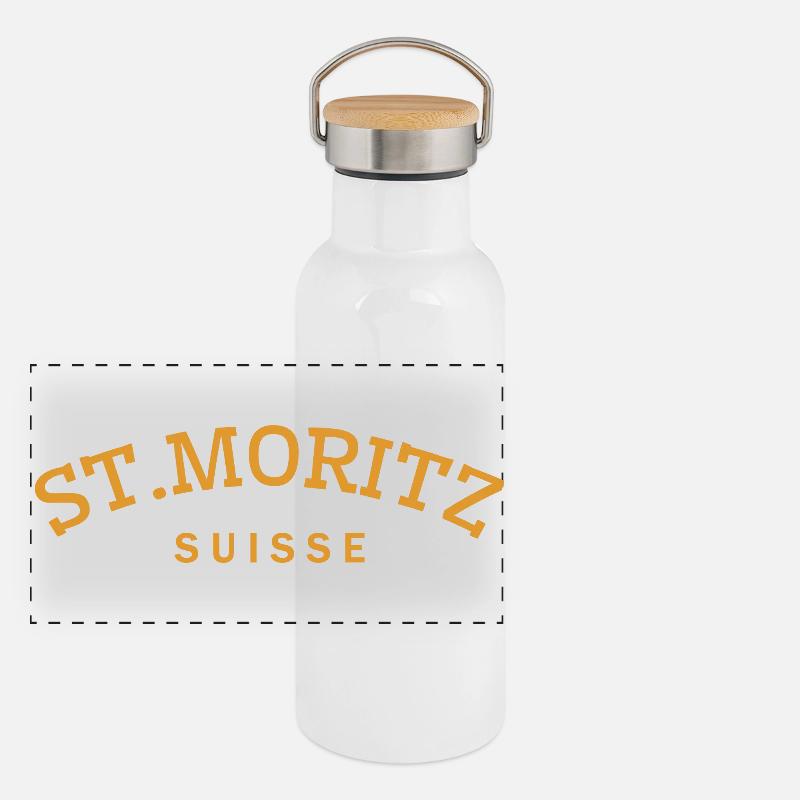 St. Moritz - Suisse - Schweiz - Swiss Panorama Thermosflasche mit Bambusdeckel