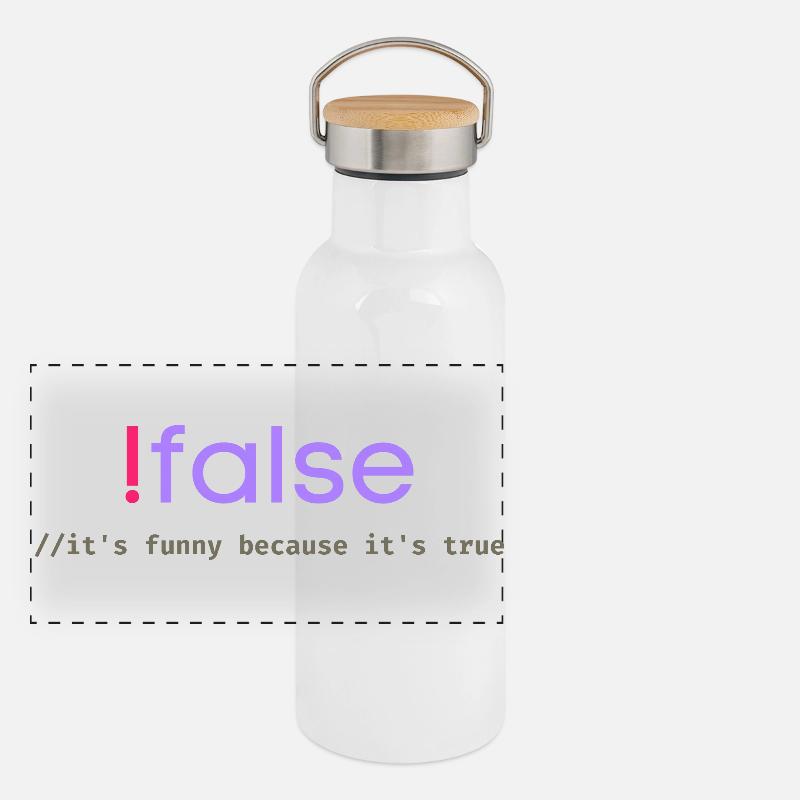 Ifalse Funny Coder Programming Pun Panoramic Thermal Bottle with Bamboo Lid