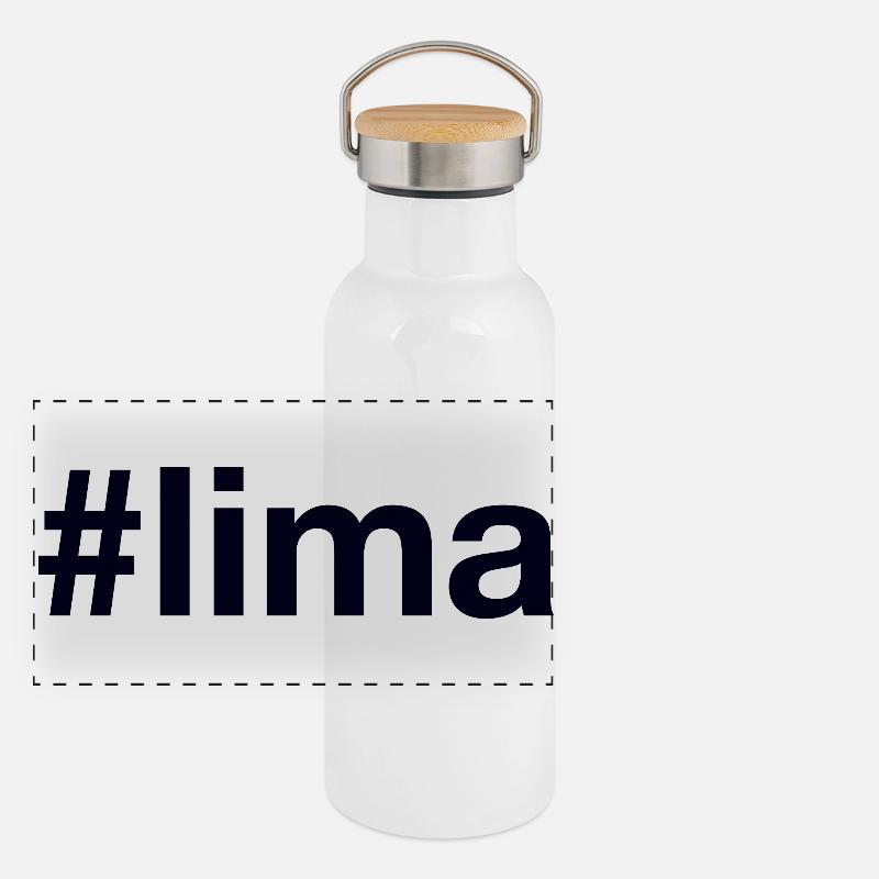 Lima Peru Hashtag Panorama Thermosflasche mit Bambusdeckel