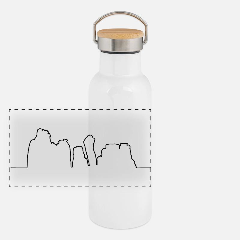 Kontur der Externsteine Panorama Thermosflasche mit Bambusdeckel