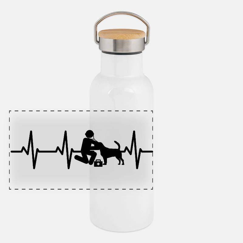 Palpitations de la figure de bâton vétérinaire Gourde isotherme avec bouchon en bambou